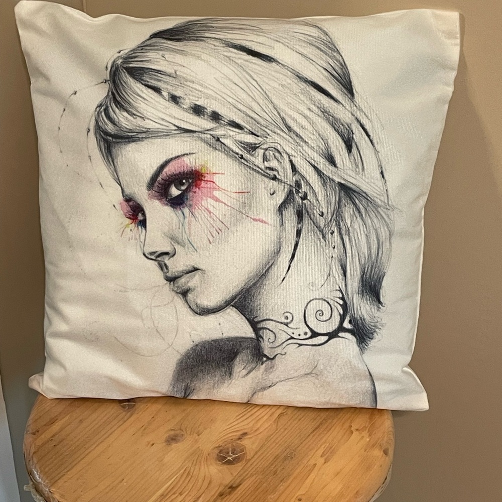 Artistic Accent Pillow with Portrait Design